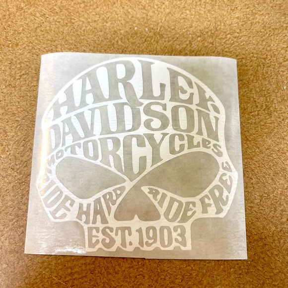 Harley White matte 4” motorcycle decals New set/2 - Picture 4 of 7